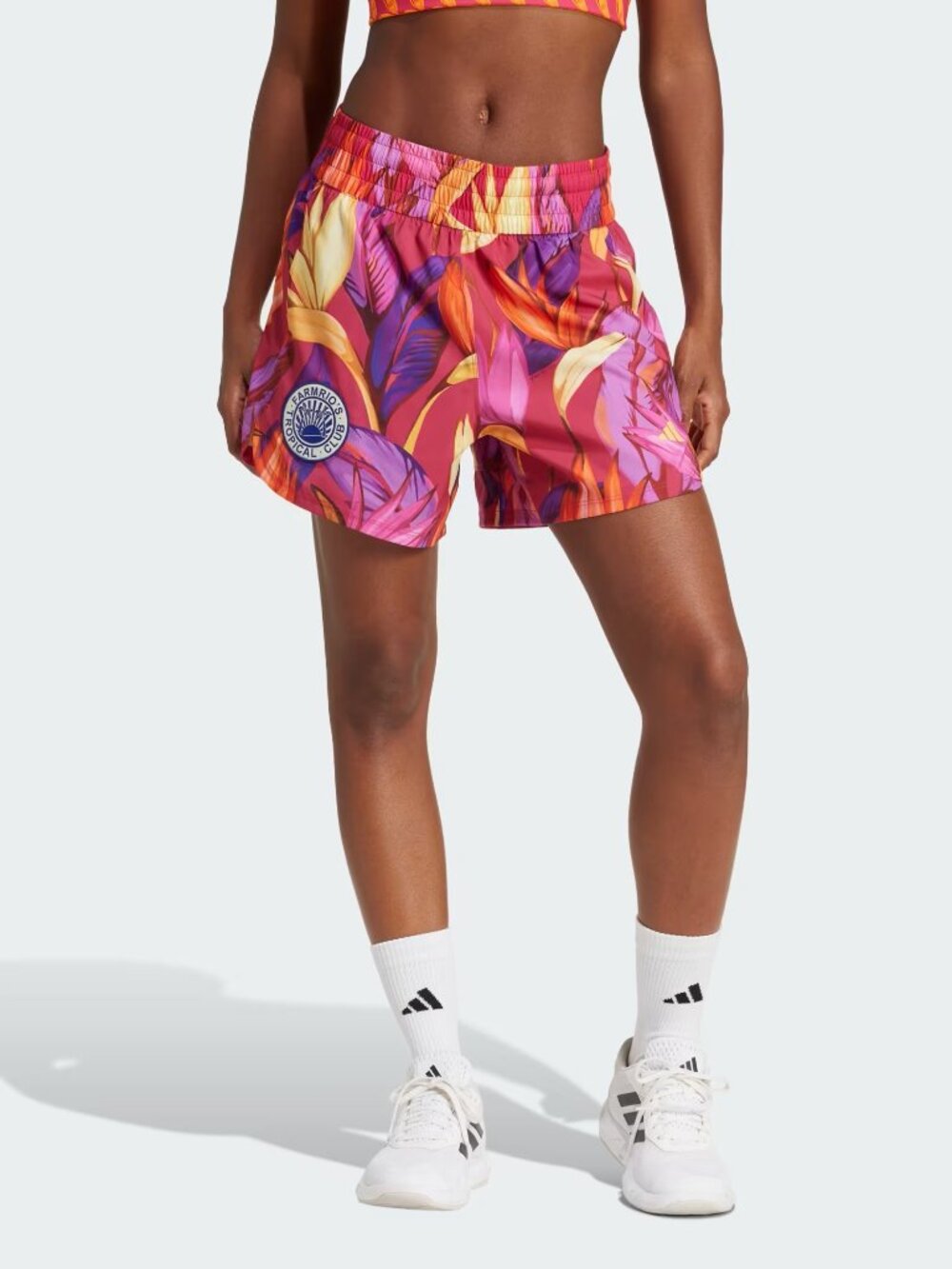 NWT Adidas x FARM Rio Shorts Women's XS Pink Yellow Tropical ClimaCool #JD6279